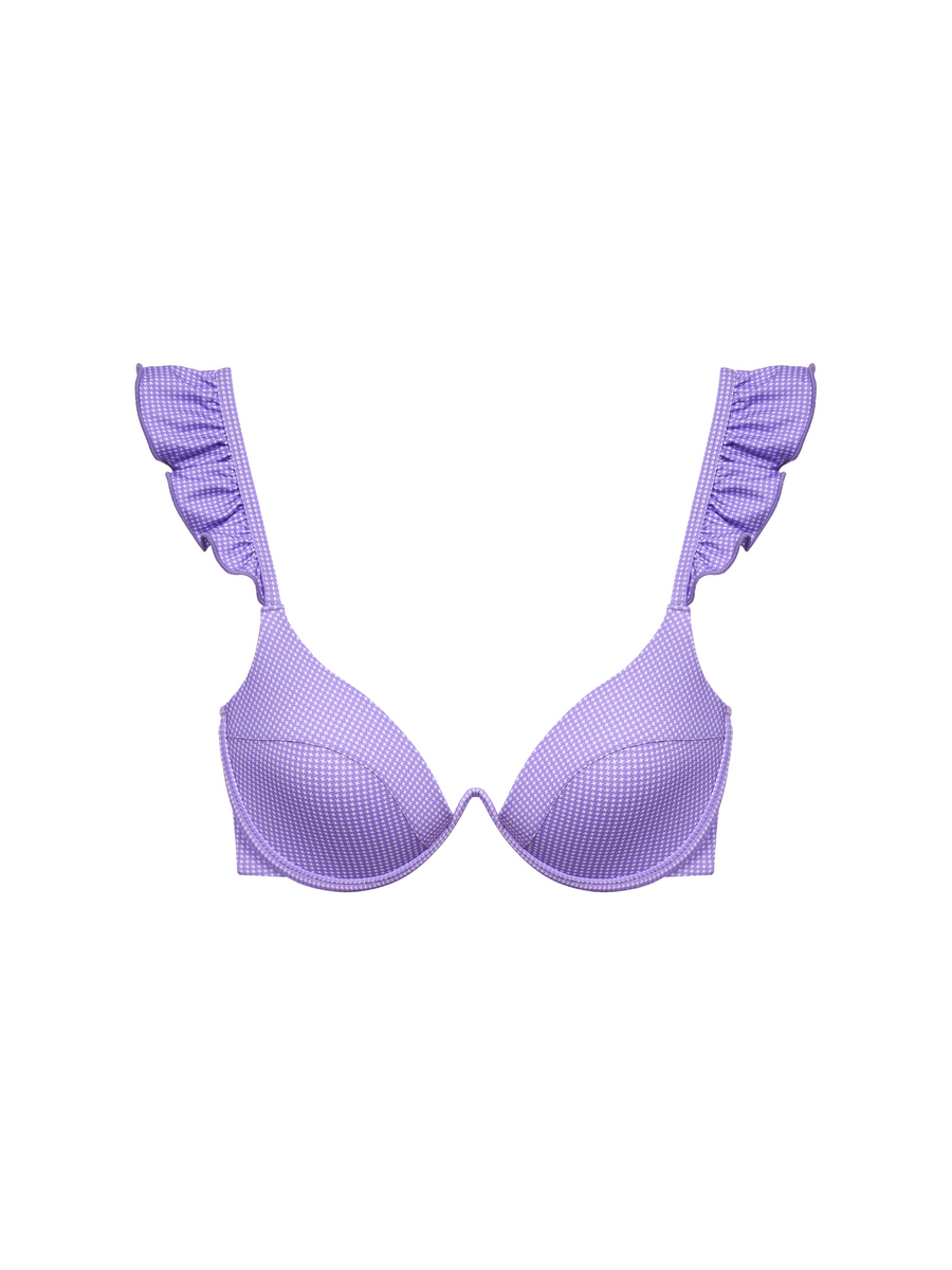 The Ruffle Bra - Violet (Microcheck) – Arabella London